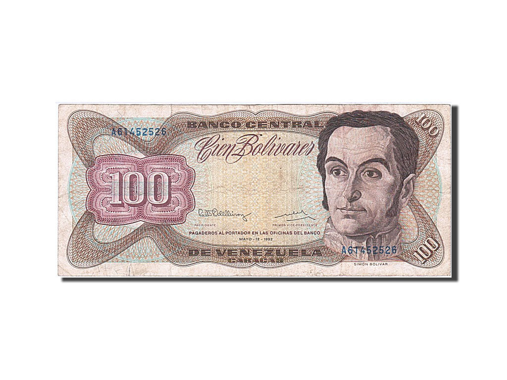 Venezuela, 100 Bolívares, 1992, KM #66d, 1992-05-12, VG(8-10), A 61452526