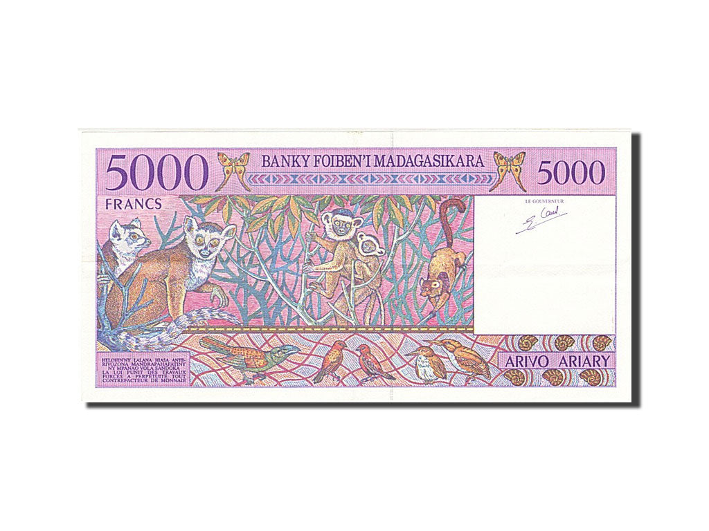 Madagascar, 5000 Francs = 1000 Ariary, 1995, KM #78a, VF(30-35), A 50240592