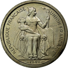 Coin, FRENCH OCEANIA, 2 Francs, 1949, MS(60-62), Copper-nickel, Lecompte:20