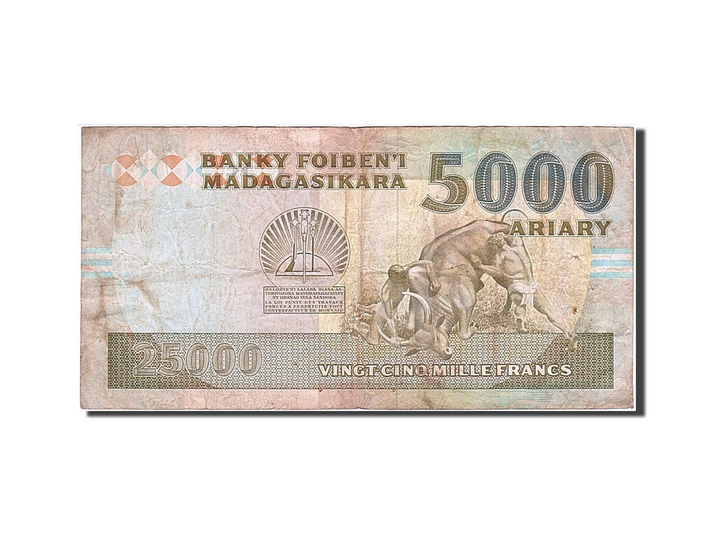 Madagascar, 25,000 Francs = 5000 Ariary, 1993, KM #74A, VF(20-25), FC 2018638