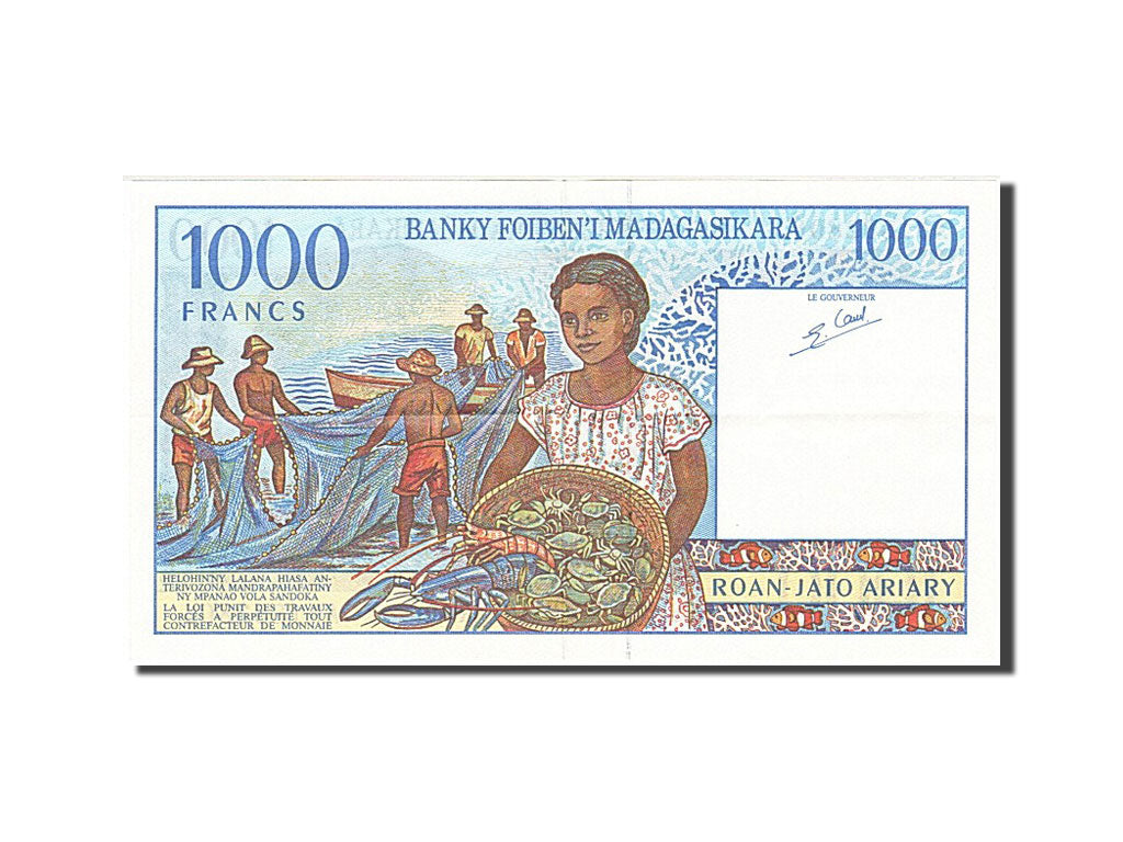 Banconote, Madagascar, 1000 Francs = 200 Ariary, 1994, MB