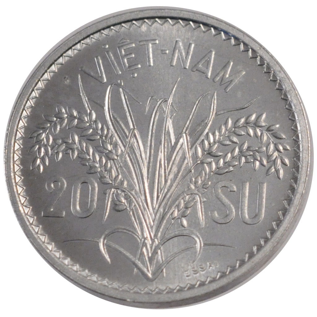 Vietnam, 20 Su, 1953, MS(65-70), Aluminium, Lecompte #11, 2.20