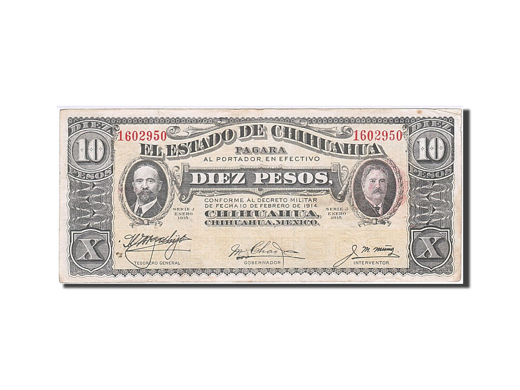 Mexique, 10 Pesos, type Madero et Gonzalez