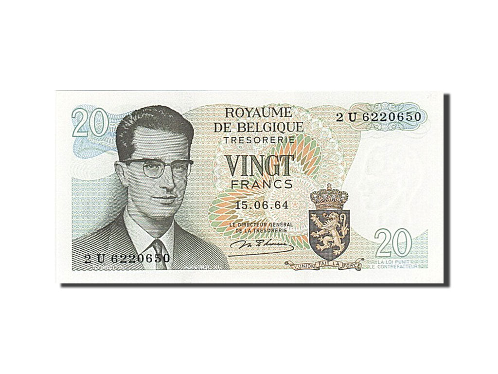 Belgium, 20 Francs, 1964, KM #138, 1964-06-15, UNC(63), 2U6220650