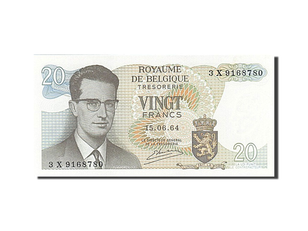 Belgium, 20 Francs, 1964, KM #138, 1964-06-15, UNC(63), 3X9168780