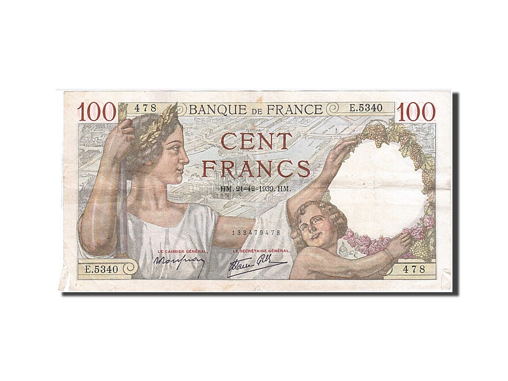 Banknot, Francja, 100 Francs, Sully, 1939, 1939-12-21, VF(20-25), Fayette:26.18