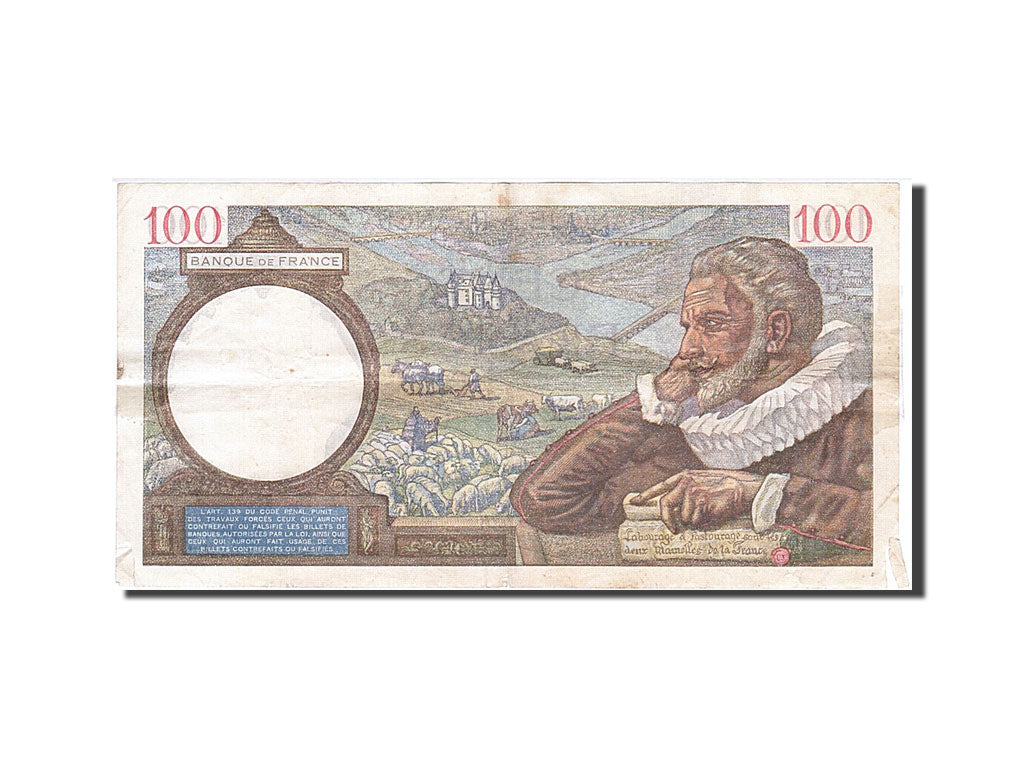 Banknot, Francja, 100 Francs, Sully, 1939, 1939-12-21, VF(20-25), Fayette:26.18