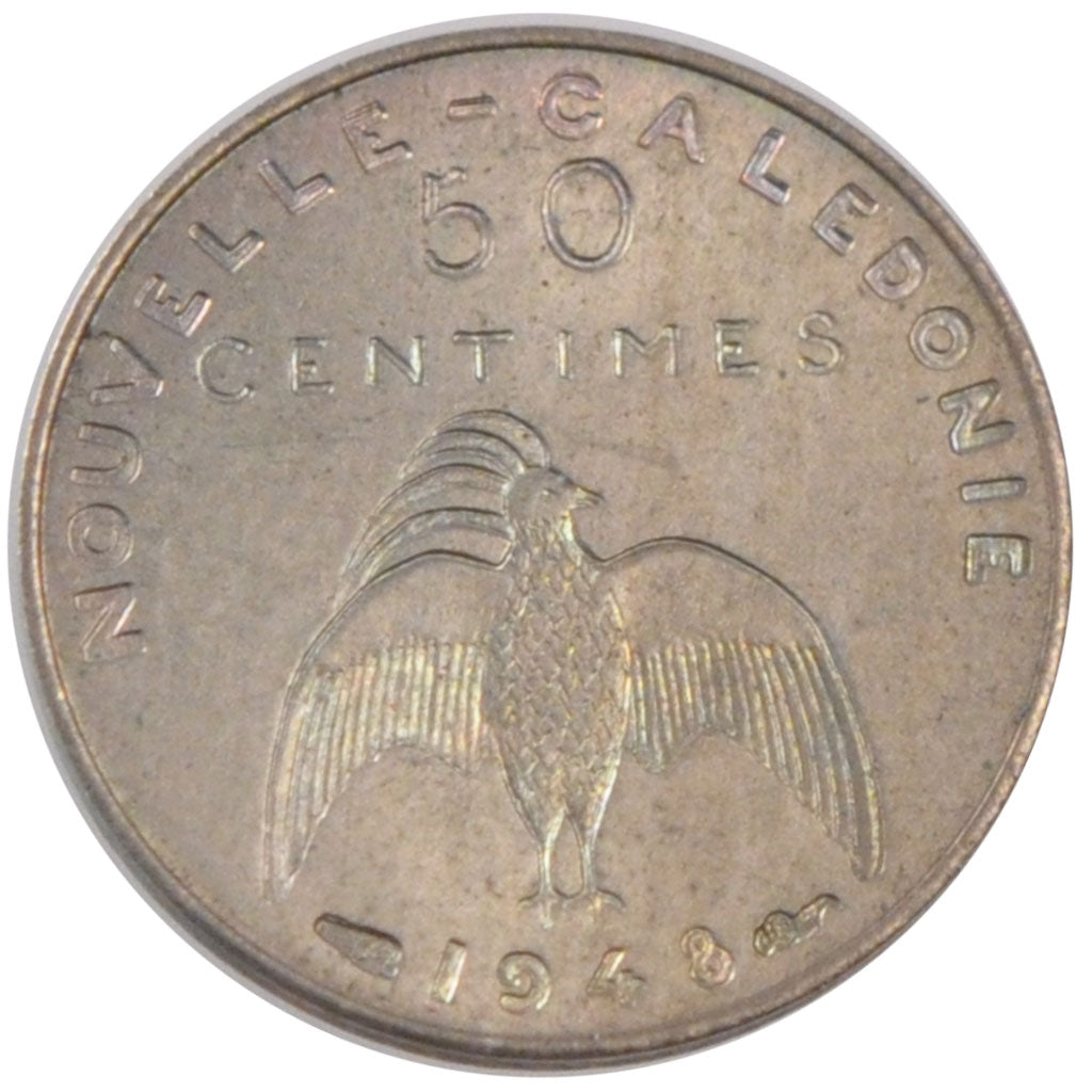Nuova Caledonia, 50 Centimes, 1948, Paris, FDC, Nichel-bronzo, Lecompte:19