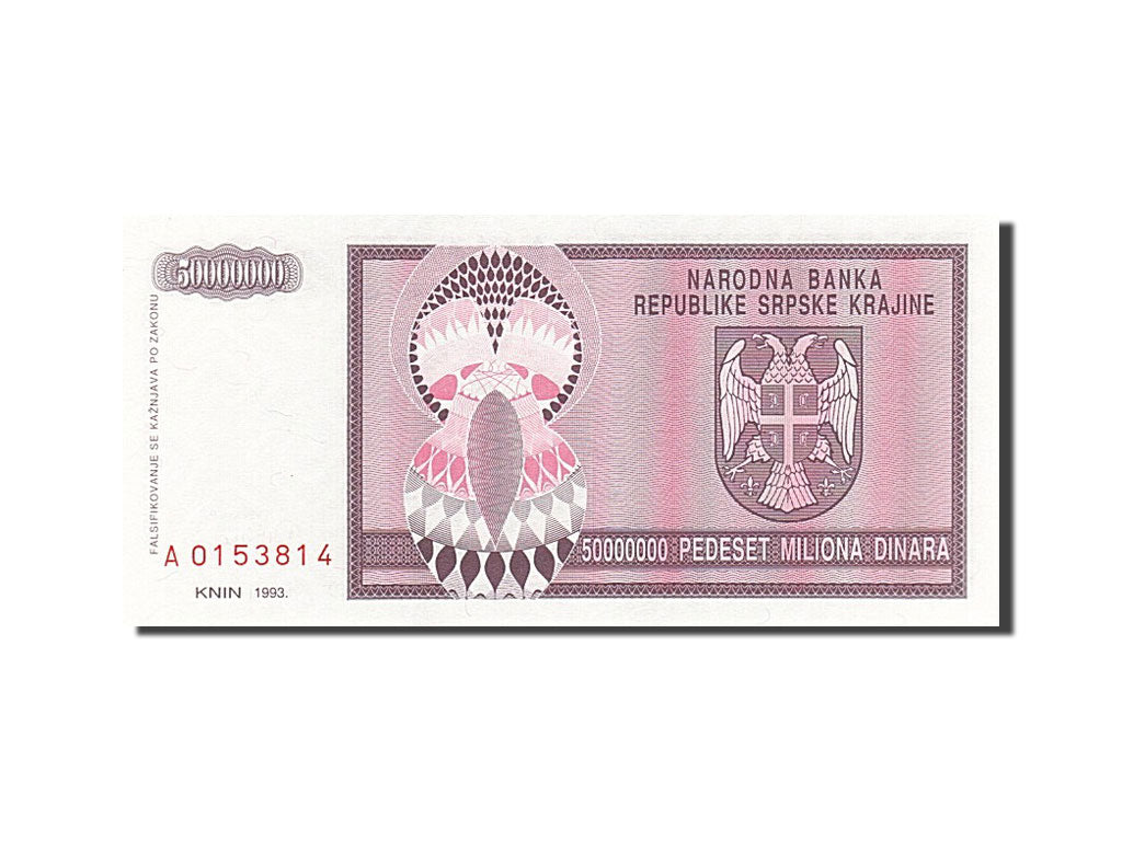 Bosnia - Herzegovina, 50 Million Dinara, 1993, KM #145a, UNC(63), A 0153814