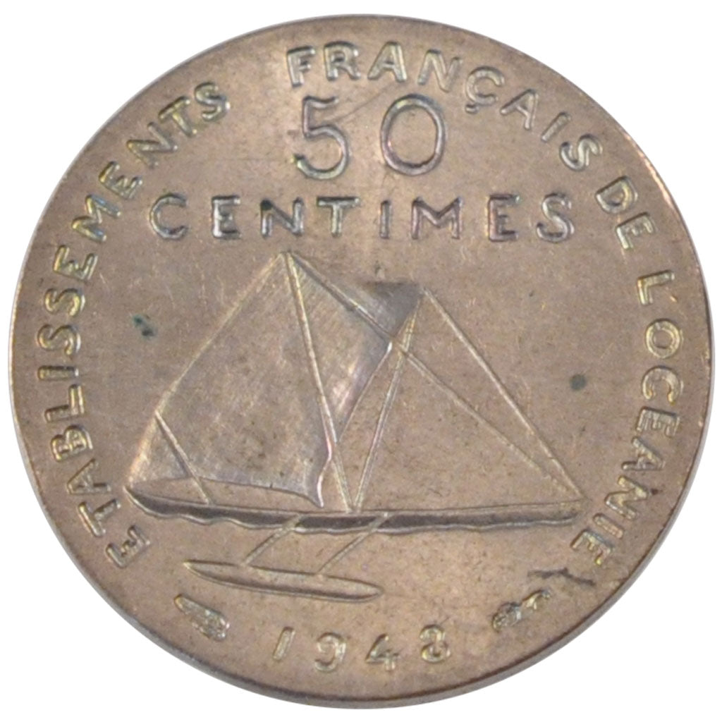 Coin, FRENCH OCEANIA, 50 Centimes, 1948, MS(65-70), Bronze-Nickel, Lecompte:3