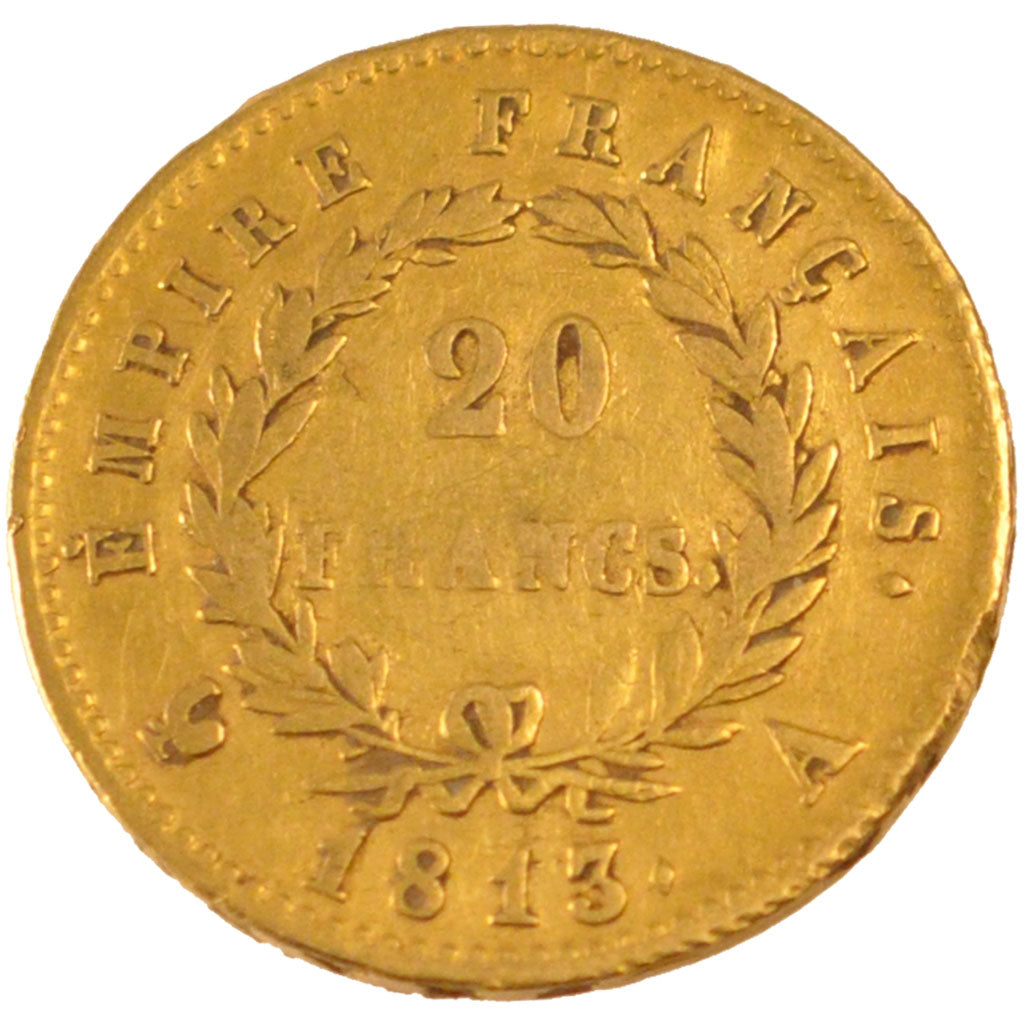 FRANCE, Napoléon I, 20 Francs, 1813, Paris, KM #695.1, EF(40-45), Gold, Gadoury