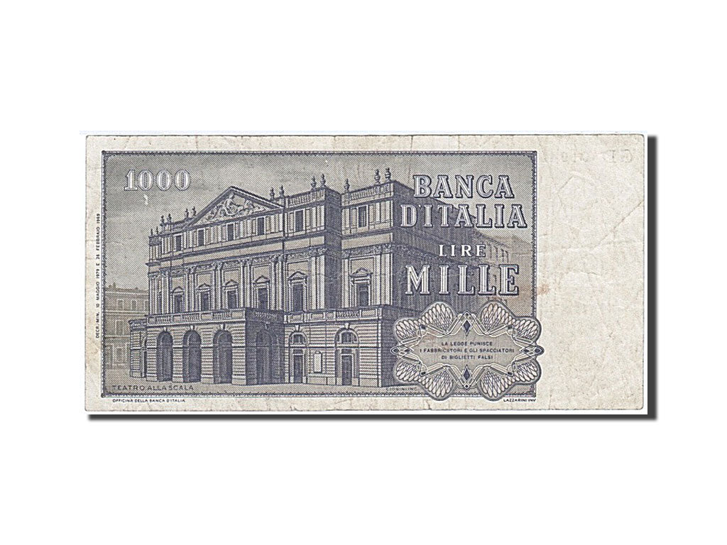 Billete, 1000 Lire, 1969, Italia, MBC