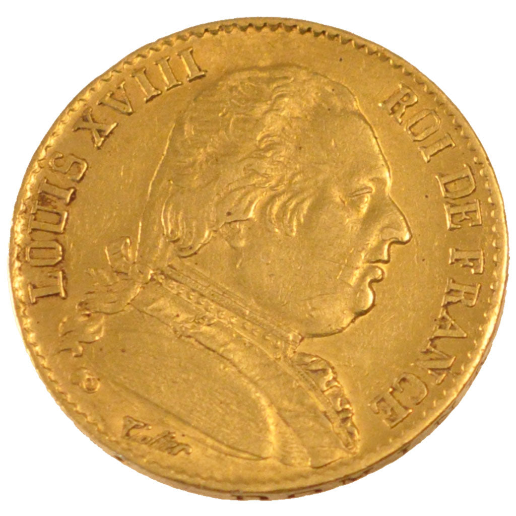 Francia, Louis XVIII, Louis XVIII, 20 Francs, 1814, Paris, BB, Oro, Gadoury:1026