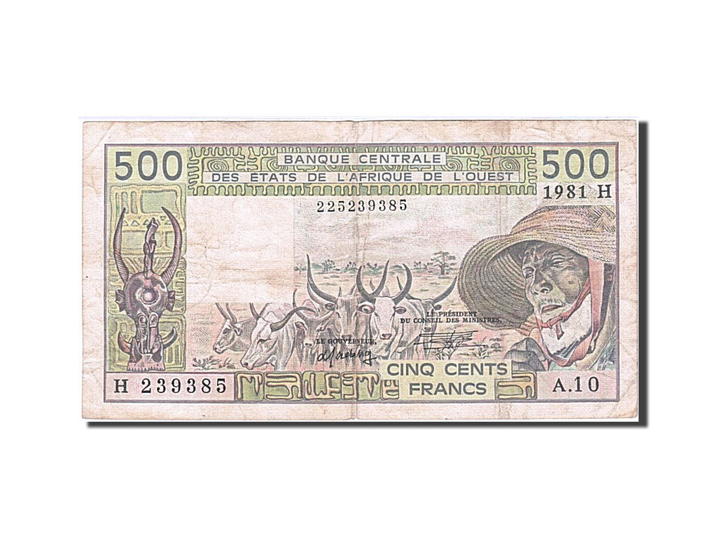 West African States, 500 Francs, 1988, KM #106Ai, VF(30-35), H 239385