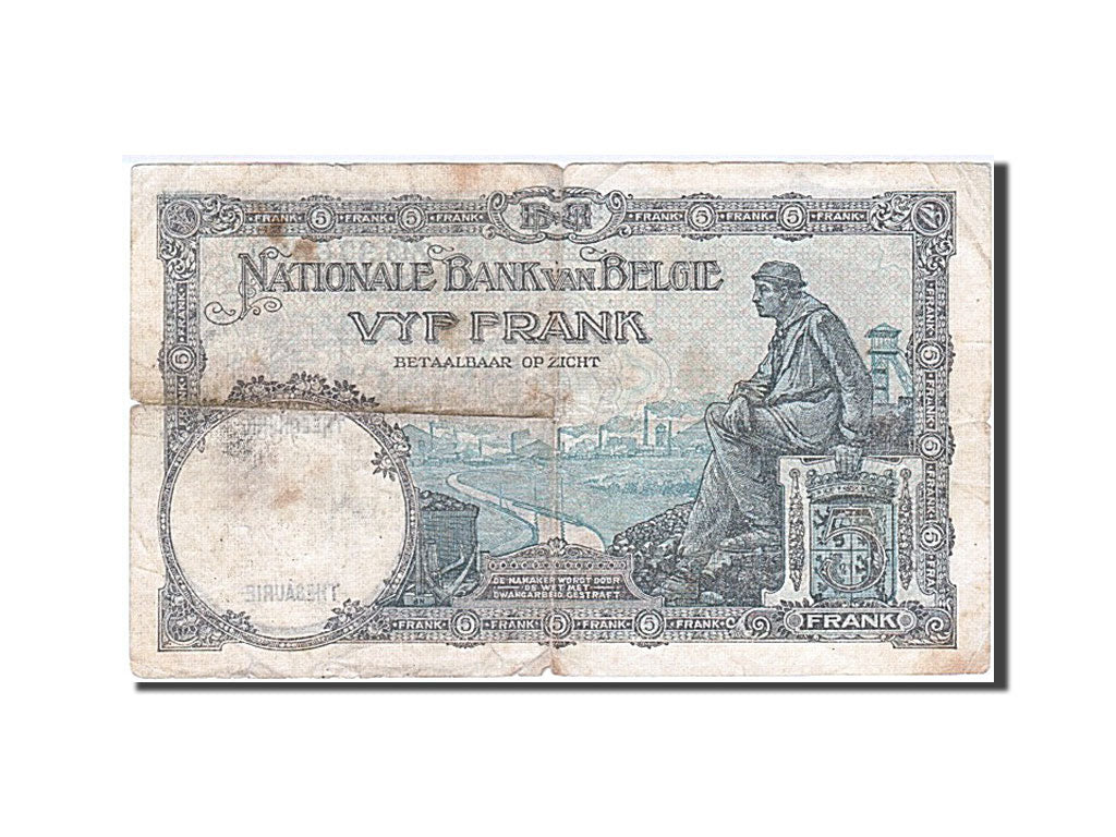 Belgium, 5 Francs, 1931, KM #97b, 1931-04-22, VG(8-10), Z13 376999