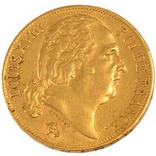 FRANCE, Louis XVIII, 20 Francs, 1824, Paris, KM #712.1, AU(50-53), Gold,...