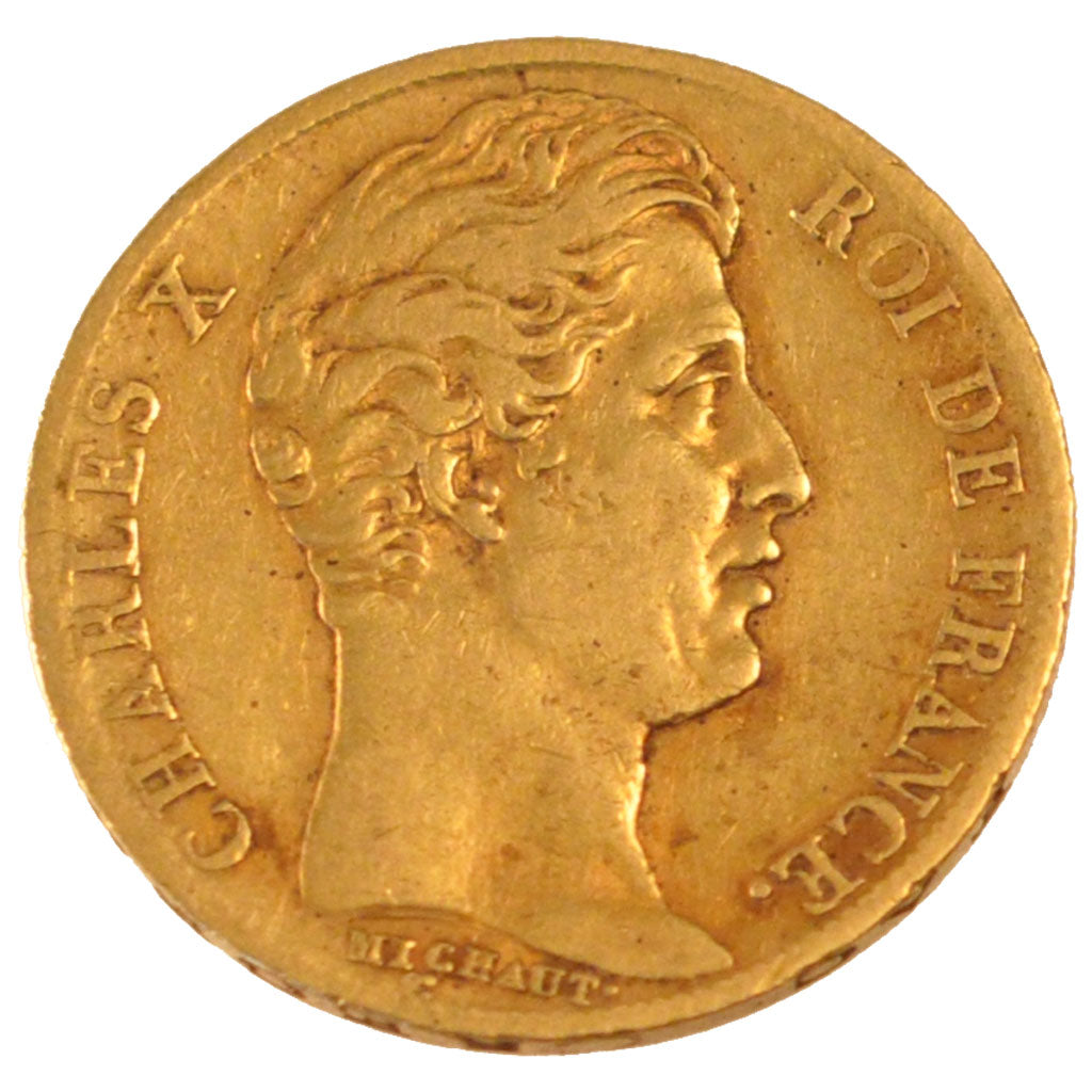 FRANCE, Charles X, 20 Francs, 1825, Paris, KM #726.1, EF(40-45), Gold, Gadoury..