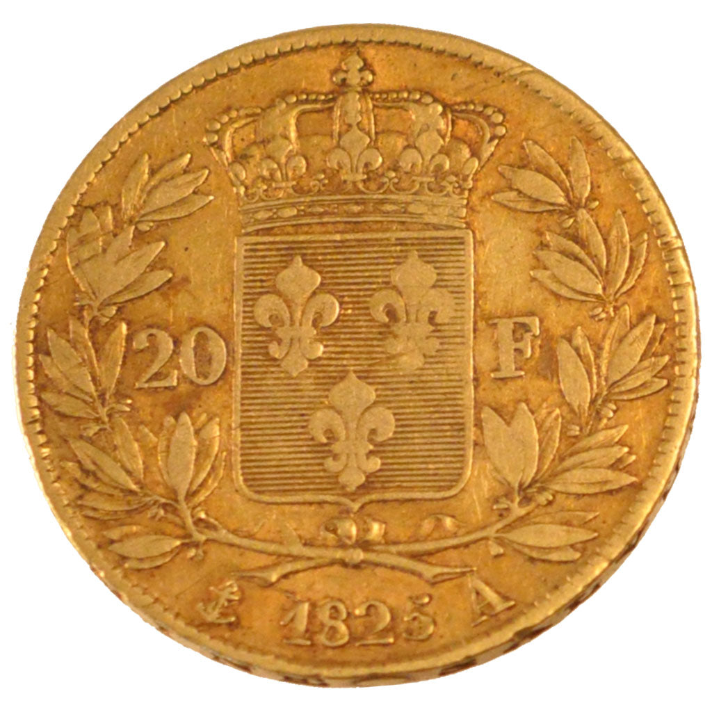 FRANCE, Charles X, 20 Francs, 1825, Paris, KM #726.1, EF(40-45), Gold, Gadoury..