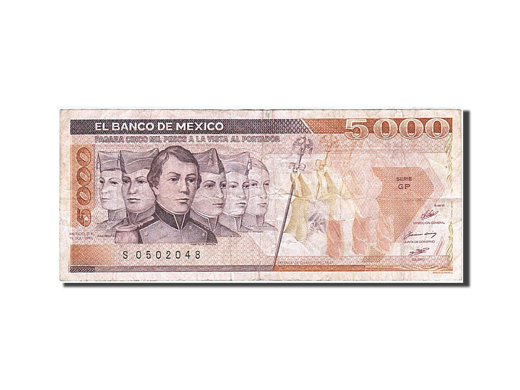 Mexico, 5000 Pesos, 1985, KM #88a, 1985-07-19, VF(20-25), S 0502048
