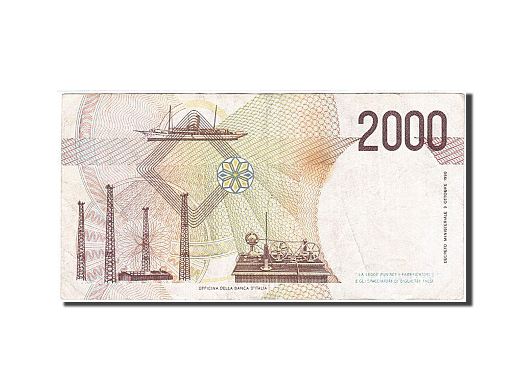 Banknote, Italy, 2000 Lire, 1990, 1990-10-03, EF(40-45)