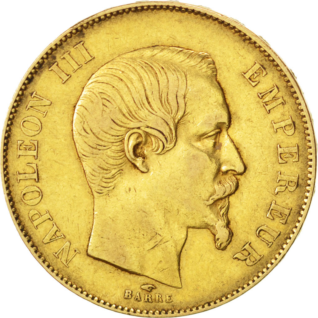 FRANCE, Napoléon III, 50 Francs, 1855, Paris, KM #785.1, EF(40-45), Gold, Gadour