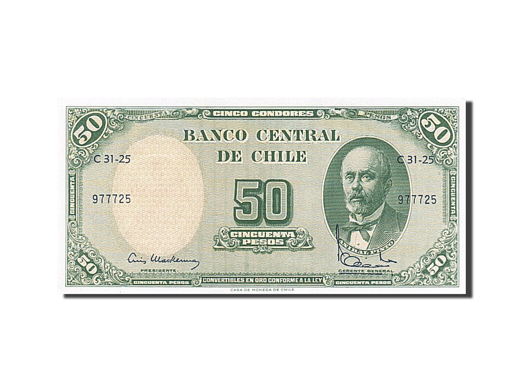 Banknote, Chile, 5 Centesimos on 50 Pesos, UNC(65-70)