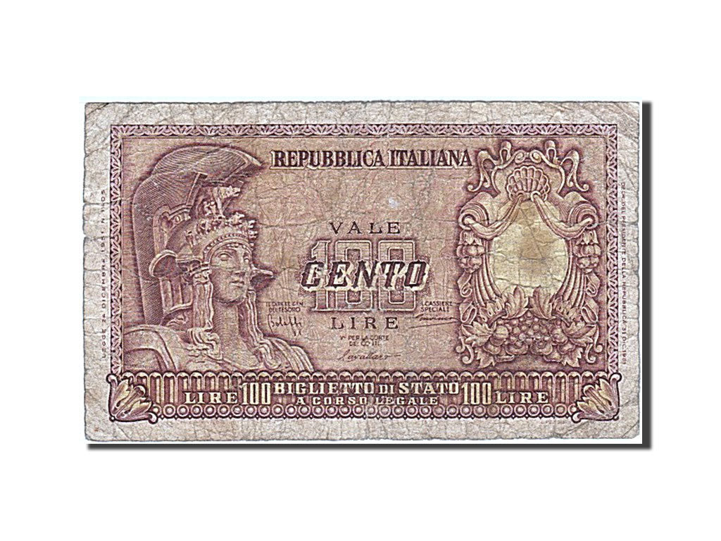 Banknote, Italy, 100 Lire, 1951, 1951-12-31, VG(8-10)