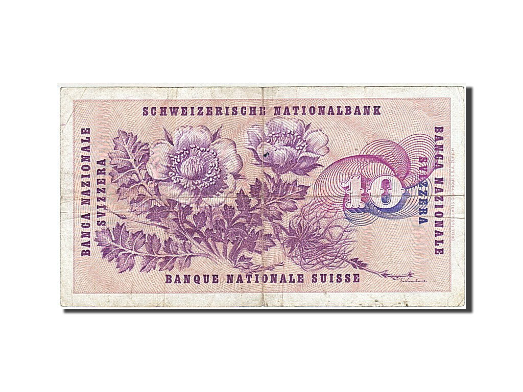 Switzerland, 10 Franken, 1969, KM #45o, 1969-01-15, VF(20-25), 62 E 097379