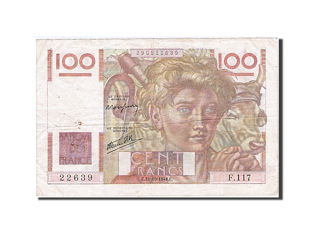 Francia, 100 Francs, 100 F 1945-1954 ''Jeune Paysan'', 1946, KM:128a, 1946-10...