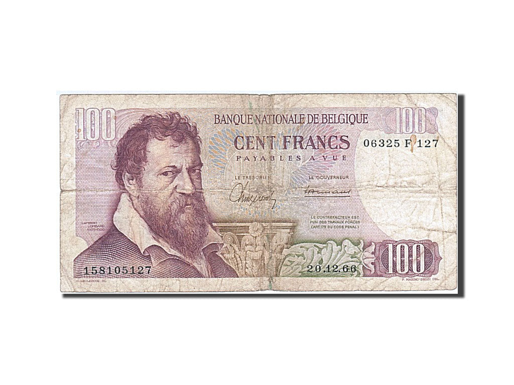 Banknote, Belgium, 100 Francs, 1966, 1966-12-20, VG(8-10)