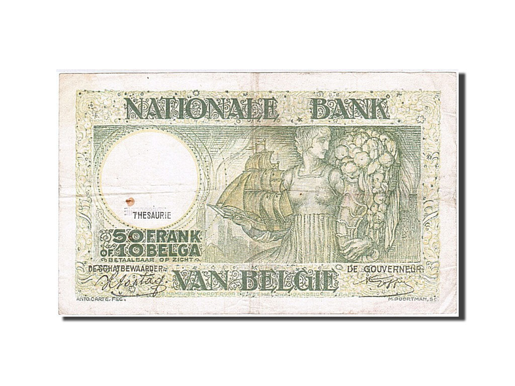 Billet, Belgique, 50 Francs-10 Belgas, 1943, 1943-01-04, TB