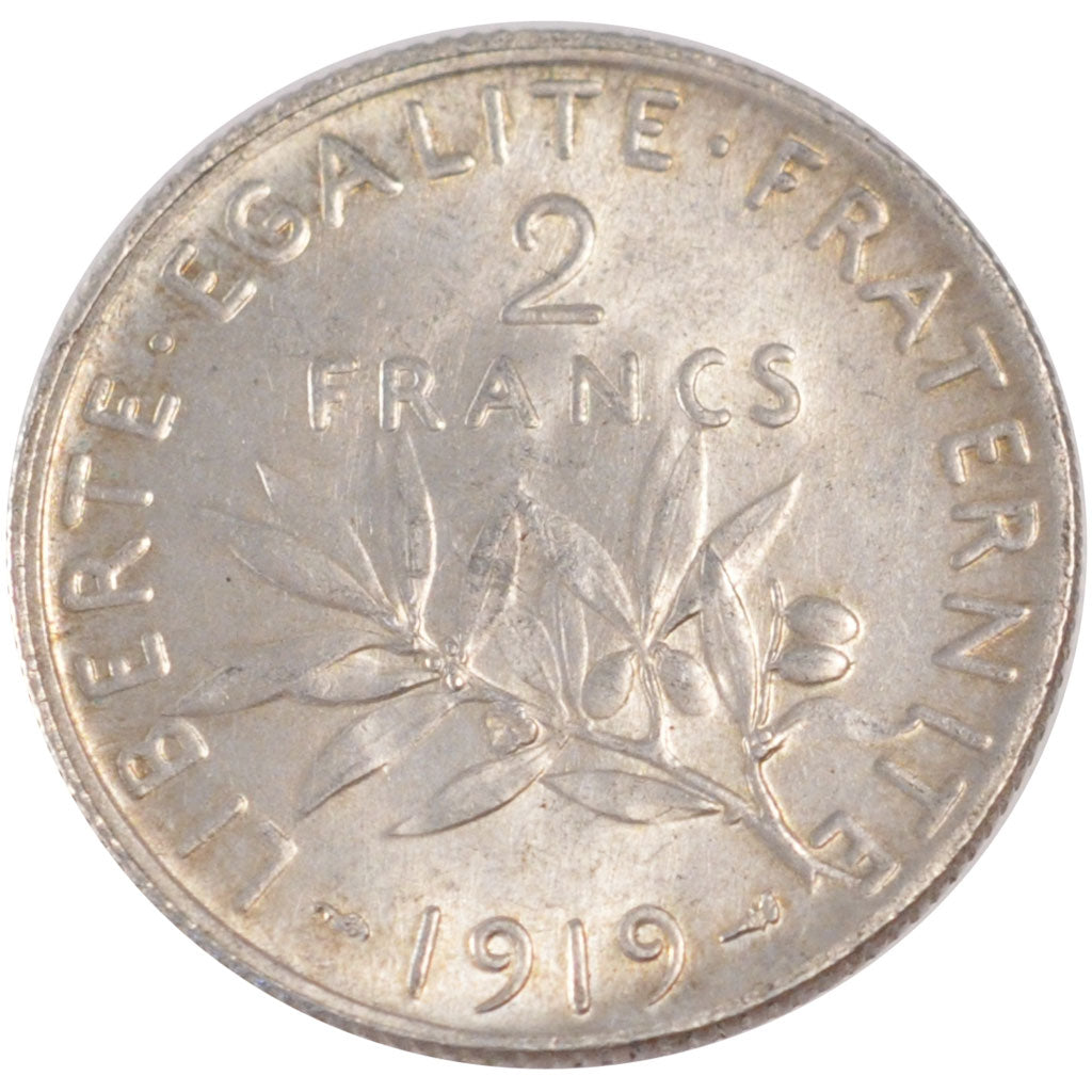 Coin, France, Semeuse, 2 Francs, 1919, AU(55-58), Silver, Gadoury:532