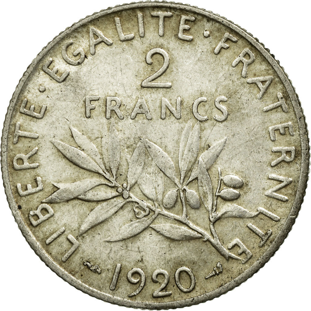 Coin, France, Semeuse, 2 Francs, 1920, AU(55-58), Silver, Gadoury:532