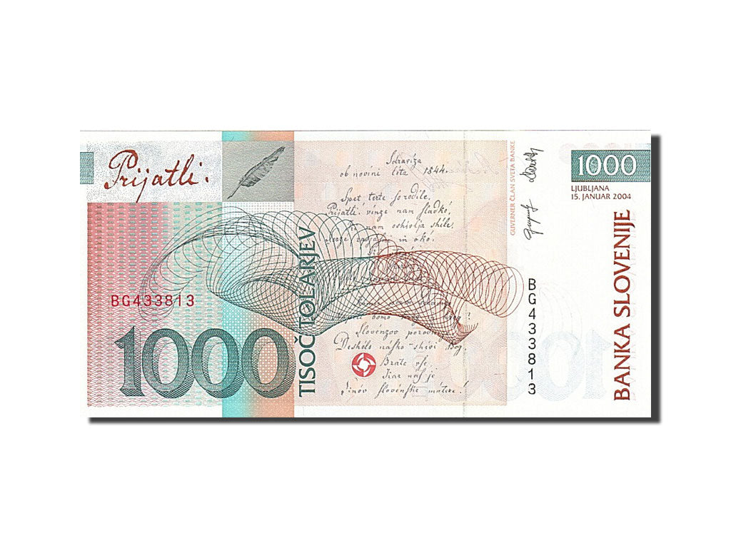 Slovenia, 1000 Tolarjev, 2004, KM #32b, 2004-01-15, UNC(65-70), BG 433813