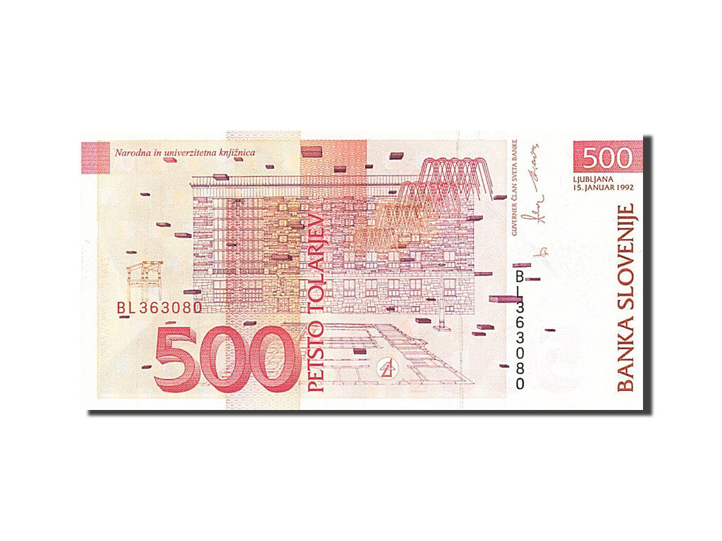 Slovenia, 500 Tolarjev, 1992, KM #16a, 1992-01-15, UNC(65-70), BL363080