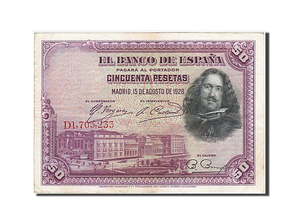 Banknote, Spain, 50 Pesetas, 1928, 1928-08-15, EF(40-45)