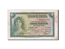 Spain, 5 Pesetas, 1935, KM #85a, VF(20-25), C 9685635