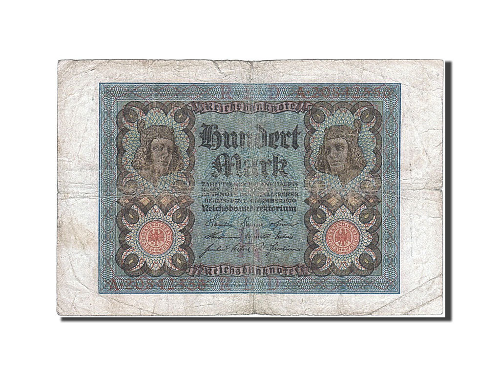 Banknot, Niemcy, 100 Mark, 1920, 1920-11-01, VG(8-10)