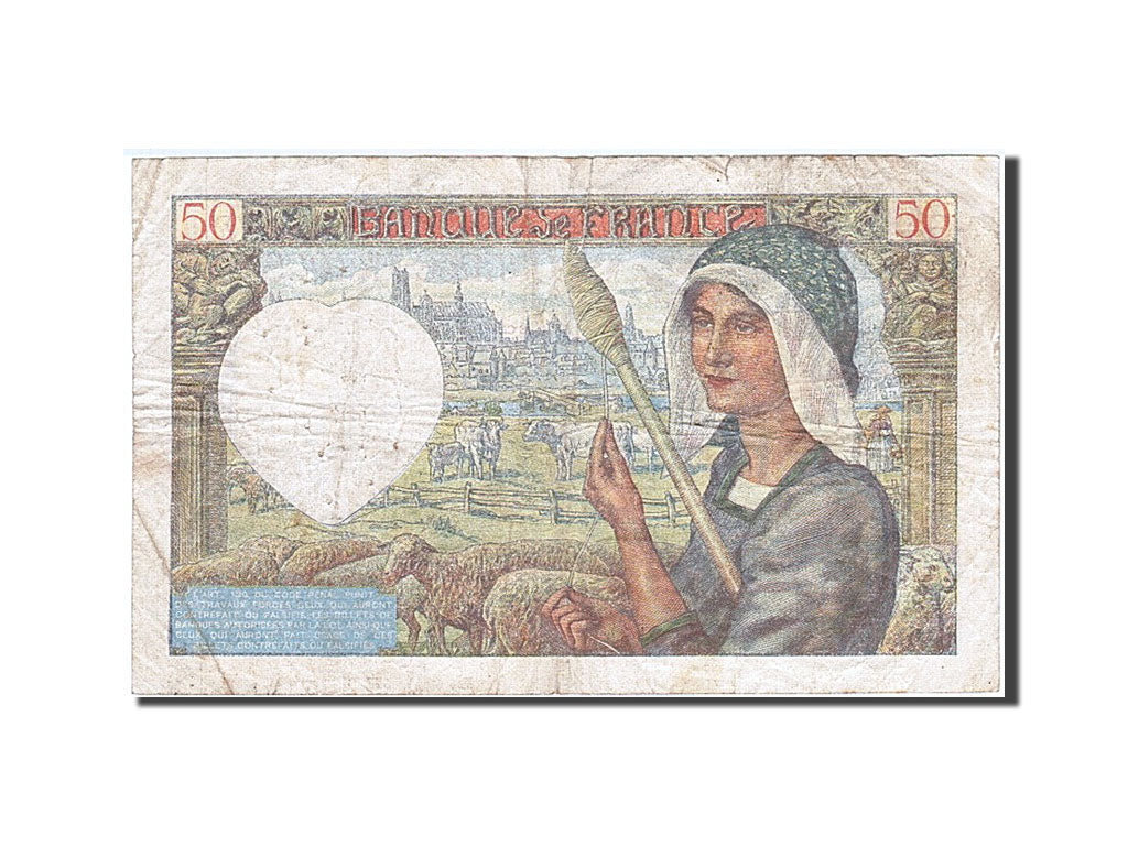 Banknote, France, 50 Francs, 50 F 1940-1942 ''Jacques Coeur'', 1942, 1942-01-08