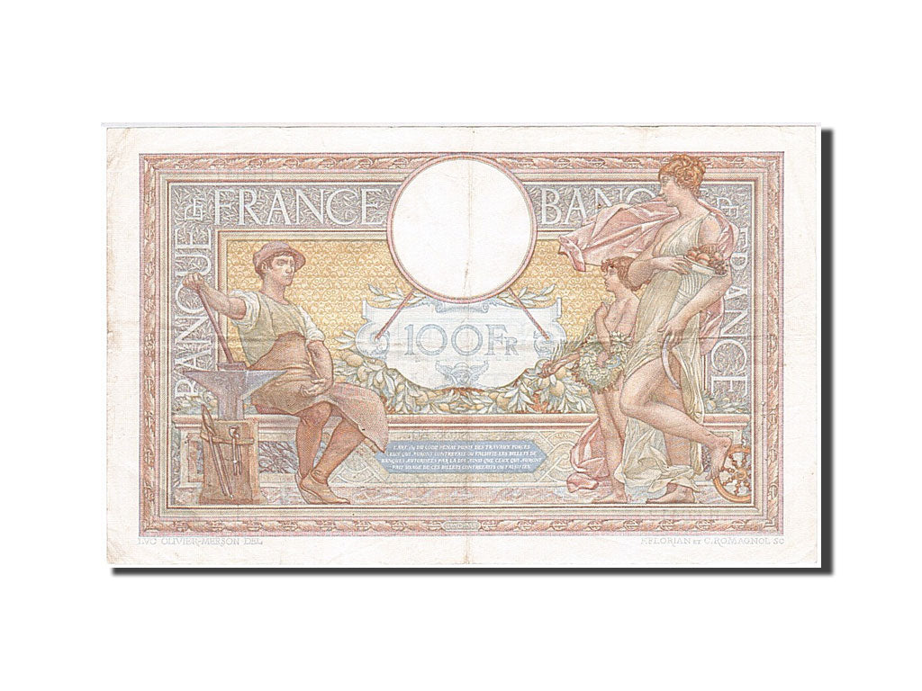 France, 100 Francs, 100 F 1908-1939 ''Luc Olivier Merson'', 1938, KM #86b,...