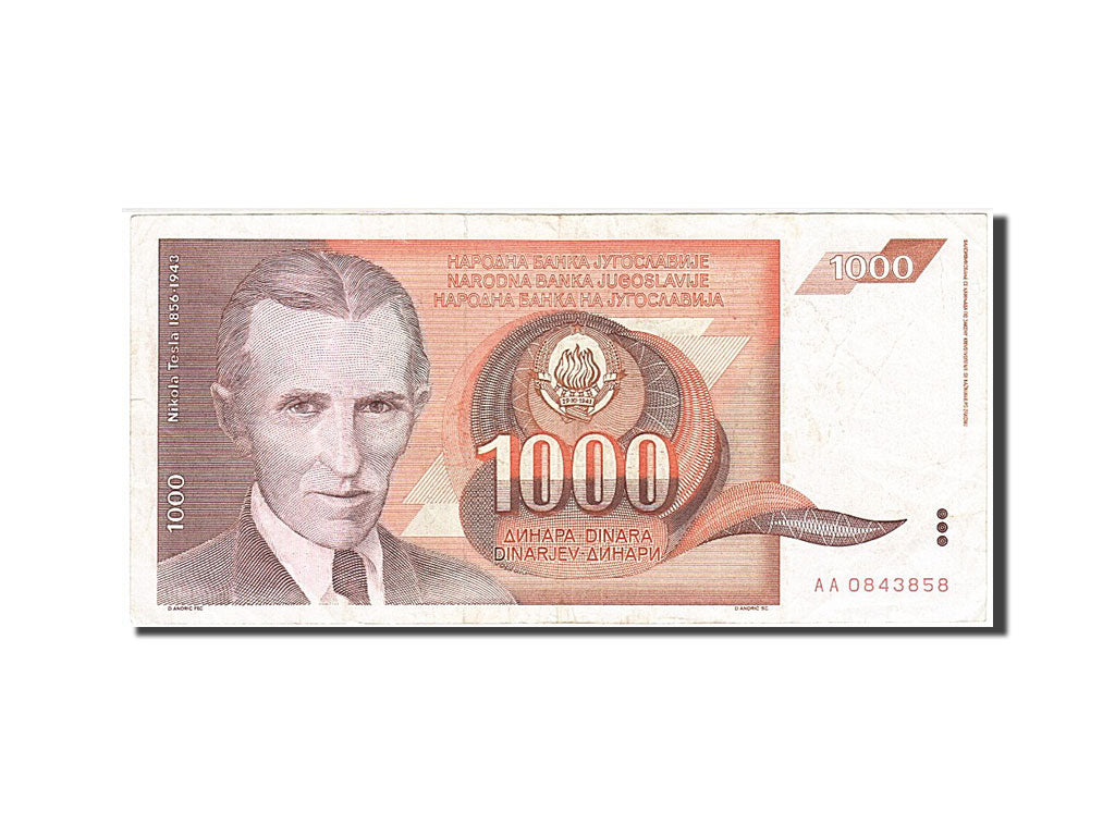 Banknote, Yugoslavia, 1000 Dinara, 1990, 1990-11-26, VF(20-25)