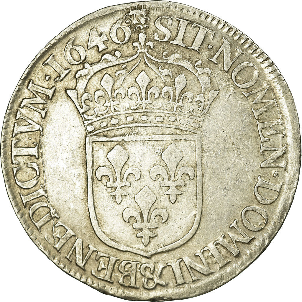 Moneta, Francia, Louis XIV, 1/2 Écu à la mèche longue, 1/2 Ecu, 1646, Aix