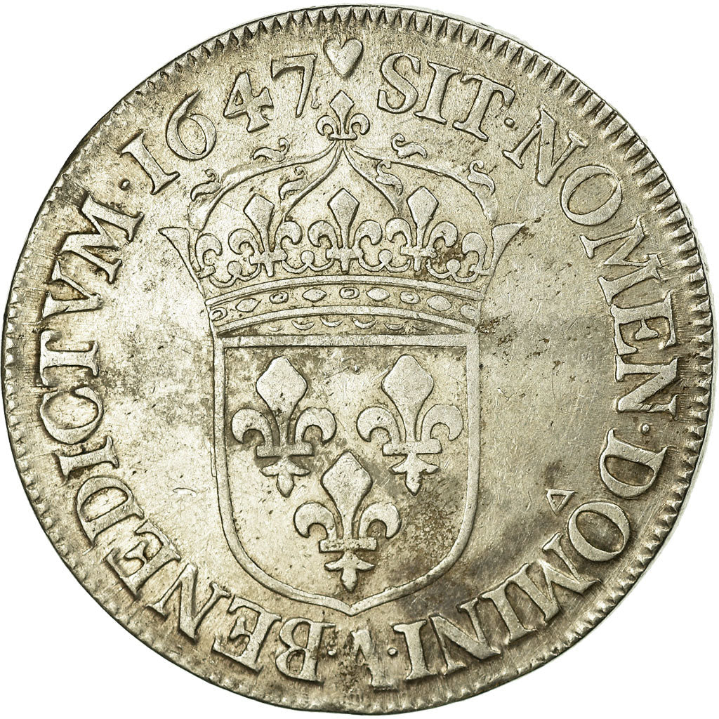 Coin, France, Louis XIV, 1/2 Écu à la mèche longue, 1/2 Ecu, 1647, Paris