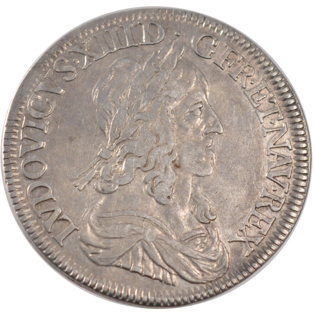 FRANCE, 1/2 Ecu, 1643, Paris, EF(40-45), Silver, Gadoury #50, 13.46