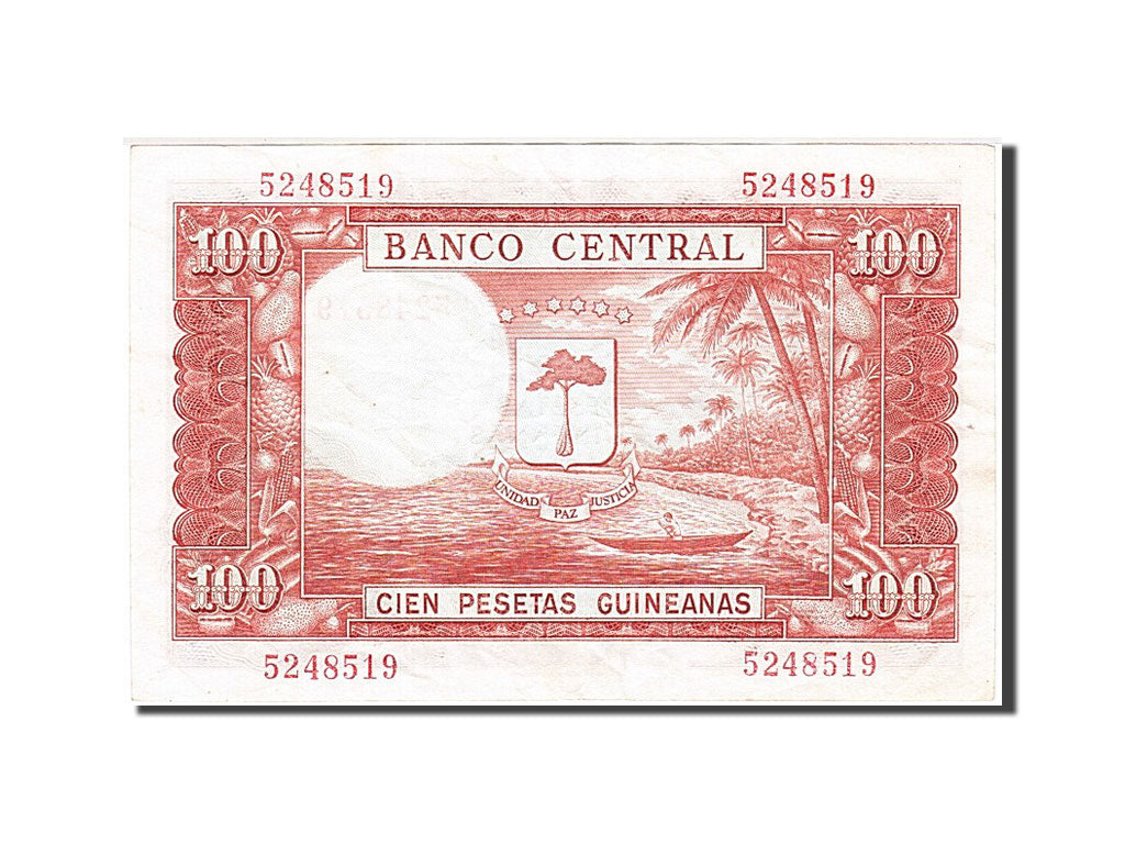 Equatorial Guinea, 100 Pesetas Guineanas, 1969, KM #1, 1969-10-12, AU(50-53),...