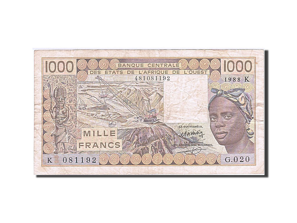 West African States, 1000 Francs, 1981, KM #207Bb, VF(20-25), K 081192
