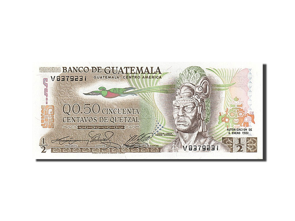 Banknote, Guatemala, 1/2 Quetzal, 1982, 1982-01-06, UNC(63)