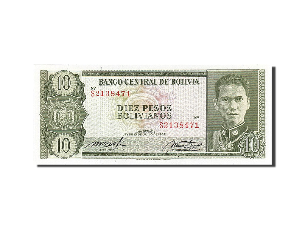 Bolivia, 10 Pesos Bolivianos, 1962, KM #154a, UNC(65-70), S2138471