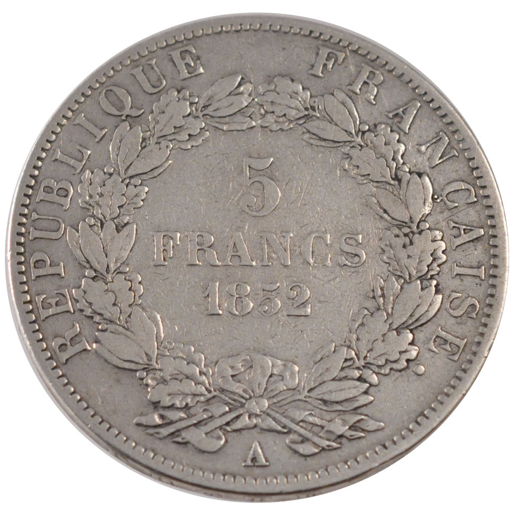FRANCE, Napoléon III, 5 Francs, 1852, Paris, KM #773.1, EF(40-45), Silver, G...