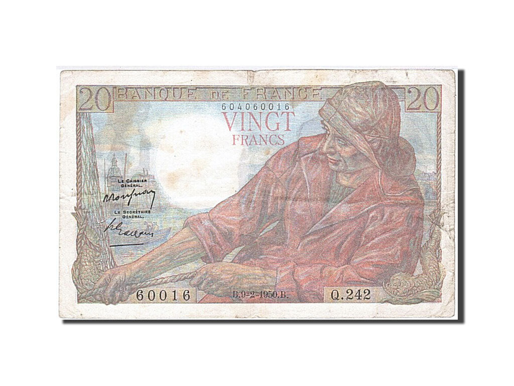 France, 20 Francs, 20 F 1942-1950 ''Pêcheur'', 1950, KM #100d, 1950-02-09, V...